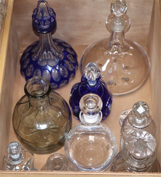 A collection of glass decanters